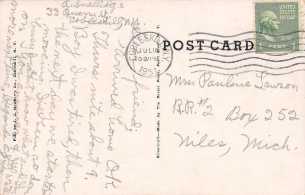 Cobleskill New York Main Street Businesses Vintage Postcard U567 - Image 2