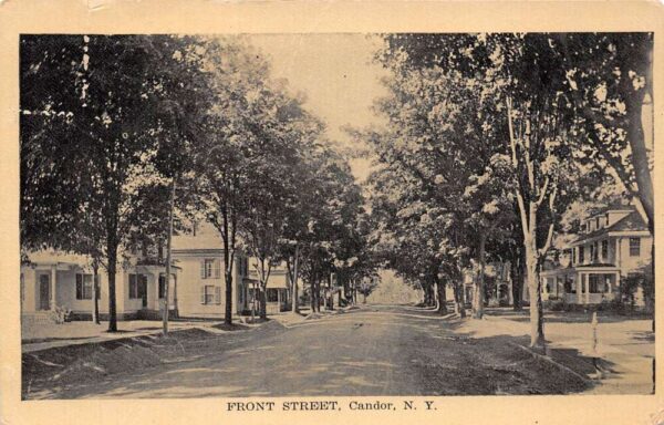 Candor New York Front Street Fire Station on the Left Vintage Postcard U568