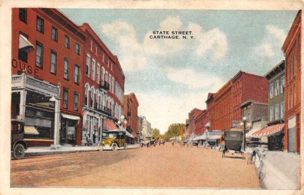 Carthage New York State Street Town View Vintage Postcard U570
