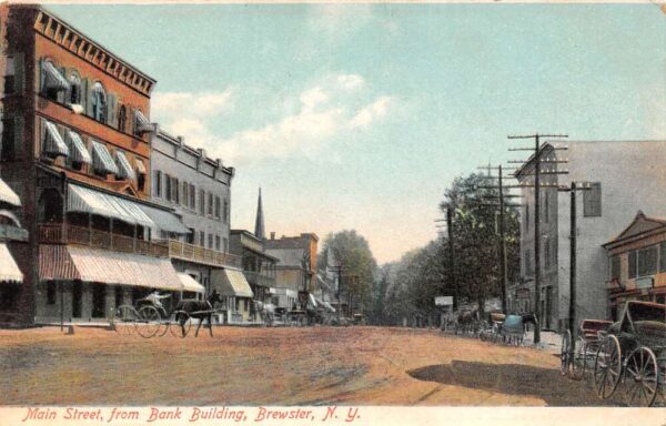 Brewster New York Main Street View from Bank Building Vintage Postcard U581