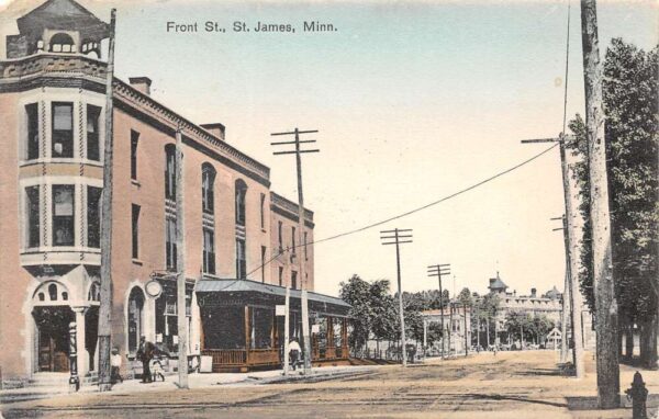 St. James Minnesota Front Street Vintage Postcard U591