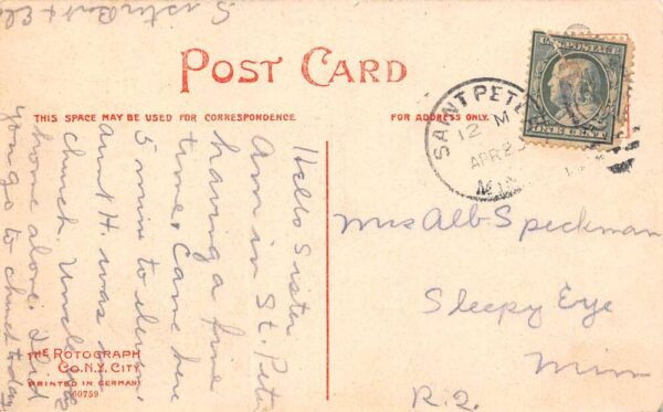 St. Peter Minnesota Minnesota Avenue Drug Store in View Vintage Postcard U592 - Image 2