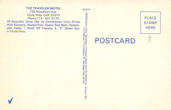 Chula Vista California Traveler Motel Suites Exterior, Pool, and Rooms PC U605 - Image 2