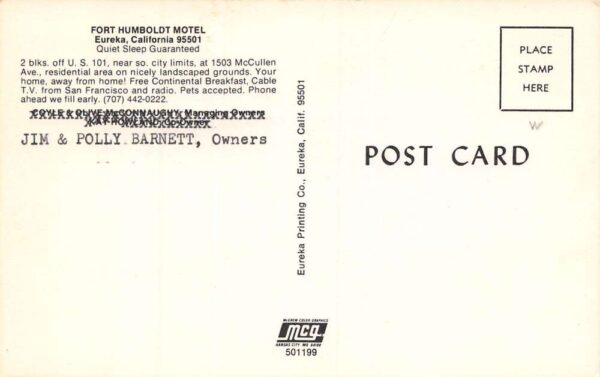 Eureka California Fort Humboldt Motel Exterior Views Vintage Postcard U622 - Image 2