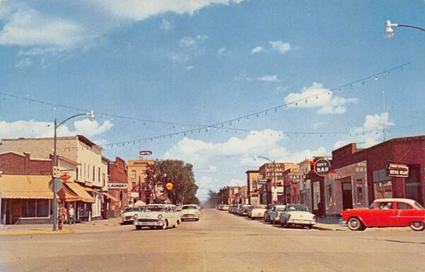 Cass Lake Minnesota View of Maine Street and Highway U.S. 2 Vintage PC U645