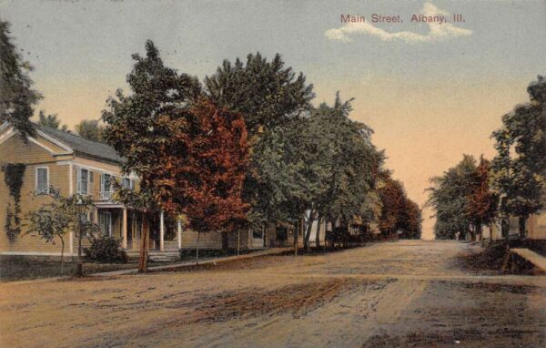 Albany Illinois Main Street Residential Area Vintage Postcard U676
