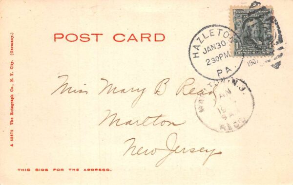 Hazleton Pennsylvania Broad Street Showing YMCA Vintage Postcard U693 - Image 2