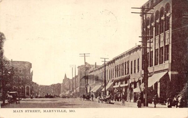 Maryville Missouri Main Street Vintage Postcard U713