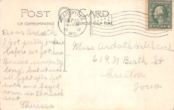Maryville Missouri Main Street Vintage Postcard U713 - Image 2