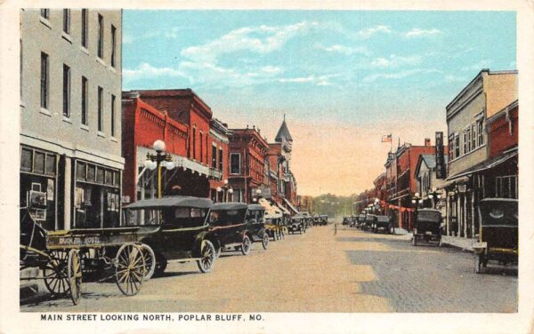 Poplar Bluff Missouri Main Street Looking North Vintage Postcard U716