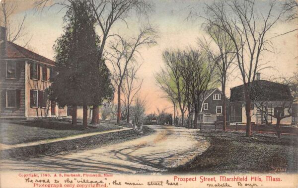 Marshfield Hills Massachusetts Prospect Street Residential Area Vintage PC U731