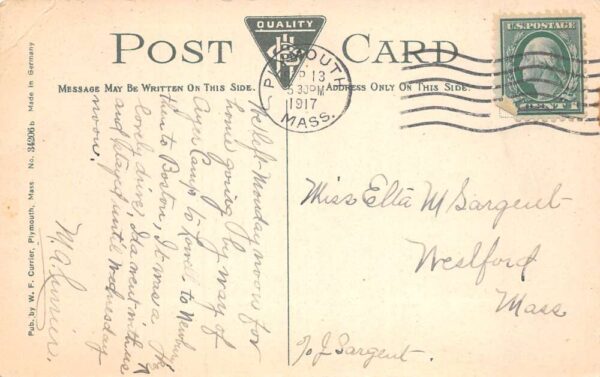 Plymouth Massachusetts Main Street Looking South from North Street Postcard U741 - Image 2