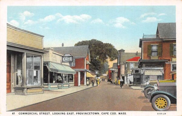 Provincetown Massachusetts Commercial Street Looking East Cape Cod Postcard U743