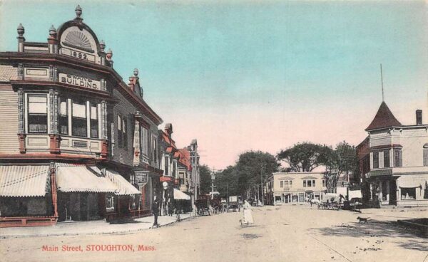Stoughton Massachusetts Main Street Businesses Vintage Postcard U745