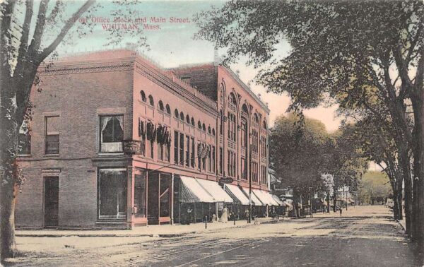 Whitman Massachusetts Post Office And Main Street Vintage Postcard U750