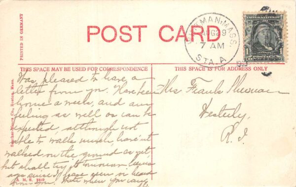 Whitman Massachusetts Post Office And Main Street Vintage Postcard U750 - Image 2