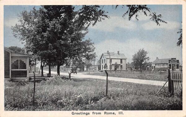Rome Illinois View of Town Vintage Postcard U763