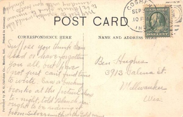 Goshen Indiana Looking North on Main Street Vintage Postcard U765 - Image 2