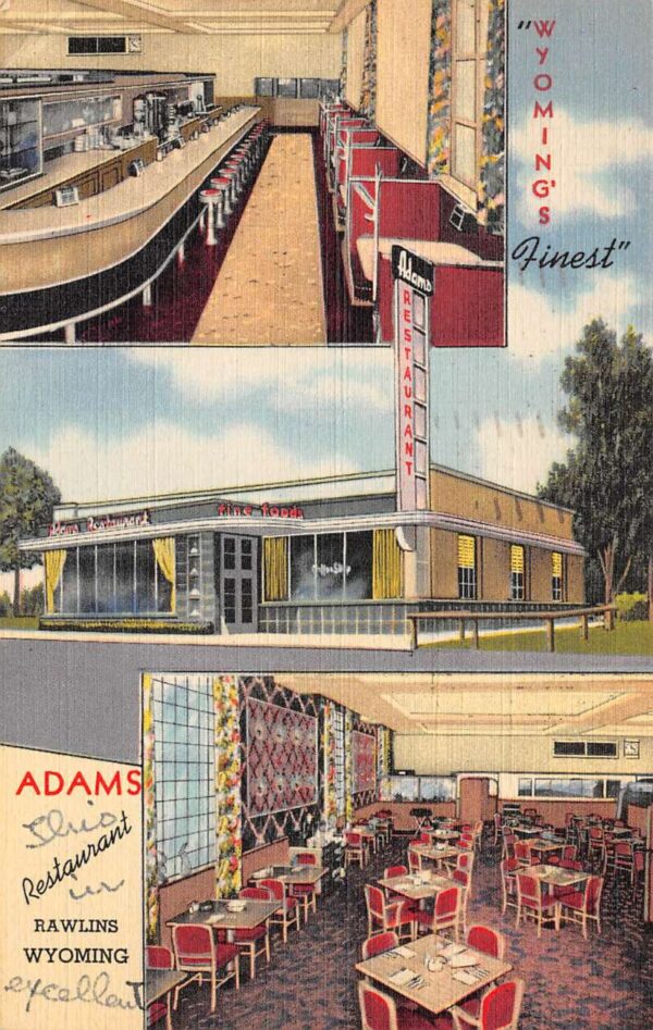 Rawlins Wyoming Adams Restaurant Interior/Exterior Views Vintage Postcard U809