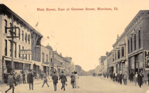 Morrison Illinois Main Street East of Genesee Street Vintage Postcard U820