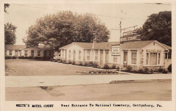 Gettysburg Pennsylvania White's Motel Court Exterior Real Photo Postcard U839