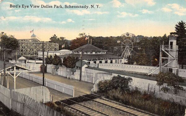 Schenectady New York Bird's Eye View of Dolles Park Vintage Postcard U863