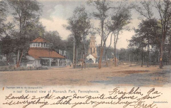 Monarch Park Pennsylvania General View of Park Vintage Postcard U870