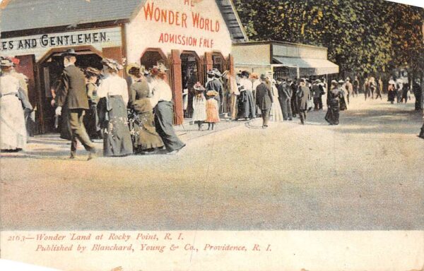 Rocky Point Rhode Island Wonder Land Amusement Park Entrance Vintage PC U905