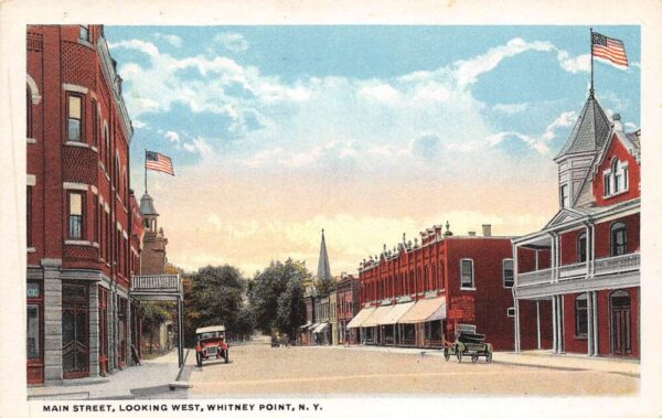 Whitney Point New York Main Street Looking West Vintage Postcard U909