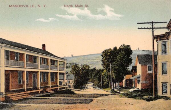 Masonville New York North Main Street Vintage Postcard U912