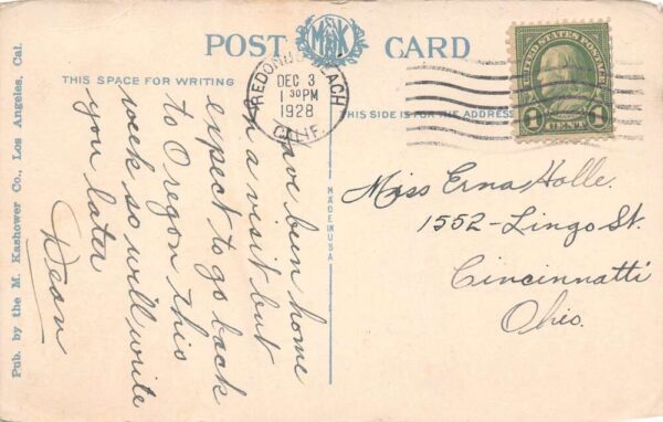 Redondo Beach California Capitol Theatre and Dance Pavilion Vintage PC U916 - Image 2