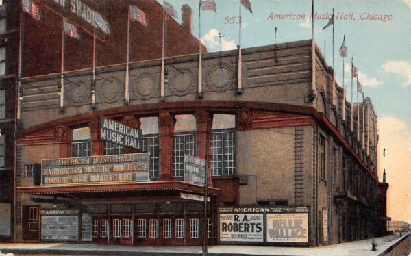 Chicago Illinois American Music Hall Exterior Vintage Postcard U924