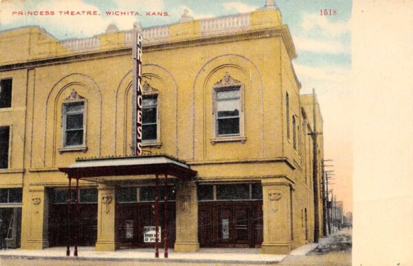Wichita Kansas Princess Theatre Street View Vintage Postcard U928