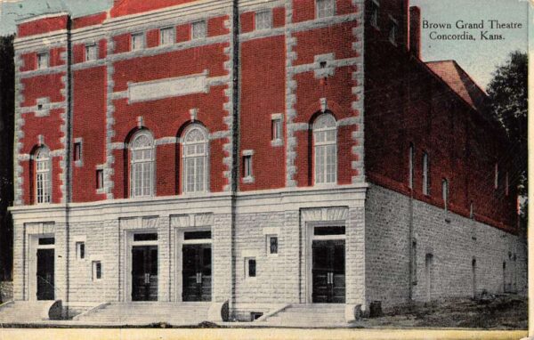 Concordia Kansas Brown Grand Theatre Street View Vintage Postcard U929