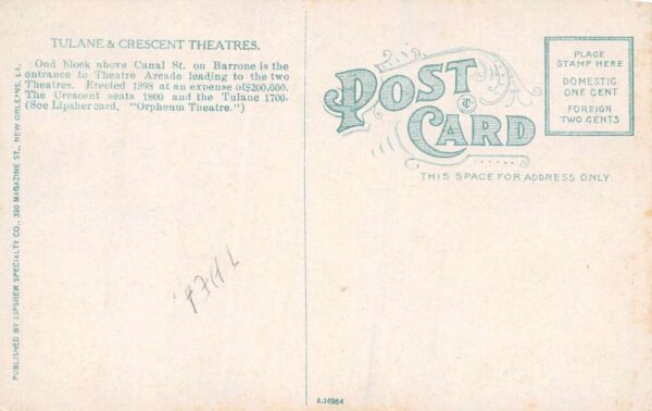 New Orleans Louisiana Tulane and Crescent Theatres Exterior Vintage PC U931 - Image 2