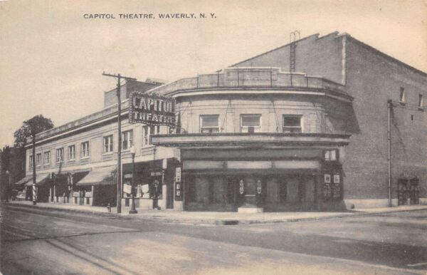 Waverly New York Capitol Theatre Street View Vintage Postcard U939