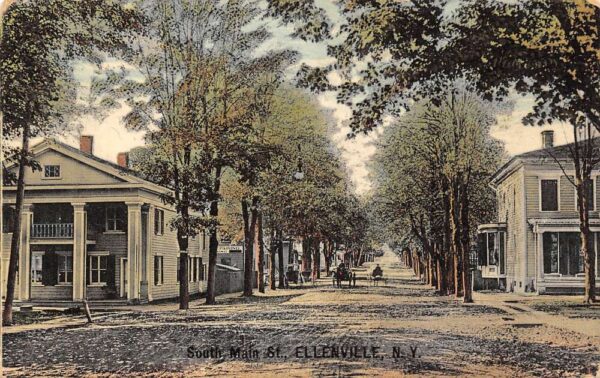 Ellenville New York South Main street Residential Area Vintage Postcard U987