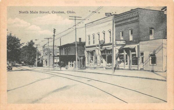 Creston Ohio North Main Street Storefronts Vintage Postcard U996