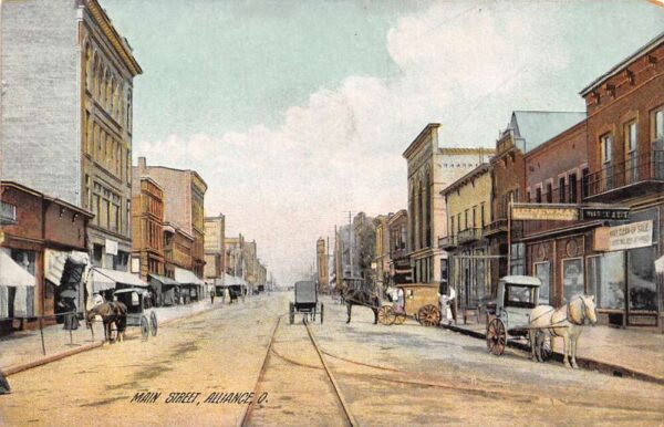 Alliance Ohio Main Street Storefronts Vintage Postcard U997