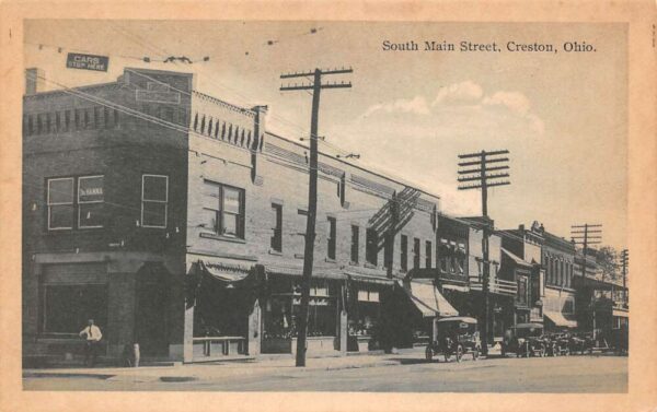 Creston Ohio South Main Street Business Area Vintage Postcard U1000