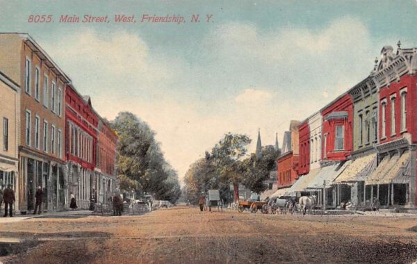 Friendship New York Main Street View From West Vintage Postcard U1004