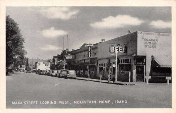 Mountain Home Idaho Main Street Looking West Vintage Postcard U1009