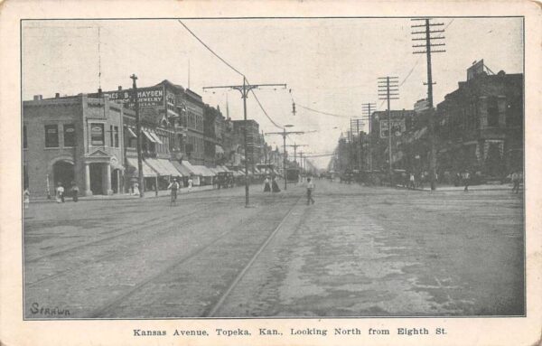 Topeka Kansas Kansas Avenue Looking North From 8th Street Vintage Postcard U1010