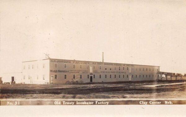 Clay Center Nebraska Old Trusty Incubator Factory Real Photo Postcard AA64224
