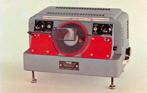 Troy Ohio Trojan Industries Retouching Machine Ad Postcard AA64263