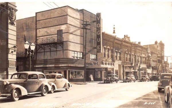 Manistee Michigan River Street Vogue Theatre Real Photo Postcard AA64291