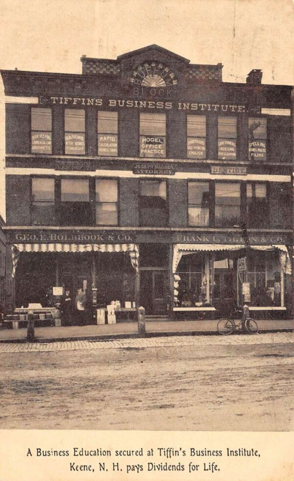 Keene New Hampshire Tiffin's Business Institute Vintage Postcard AA64313
