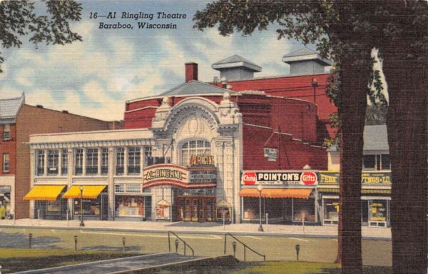 Baraboo Wisconsin Al Ringling Theatre Street View Vintage Postcard U942