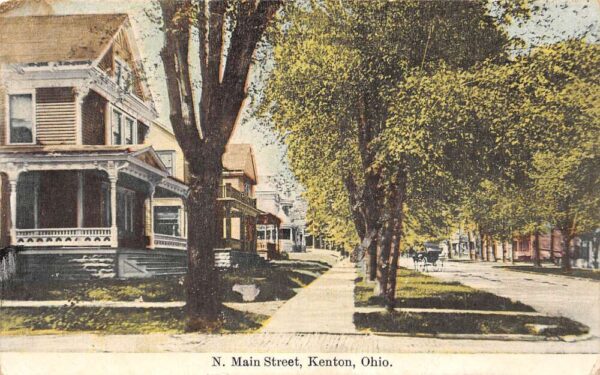 Kenton Ohio North Main Street Residential Area Vintage Postcard U1040