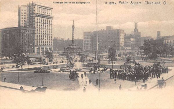 Cleveland Ohio Public Square circa 1872 Aerial View Vintage Postcard U1041